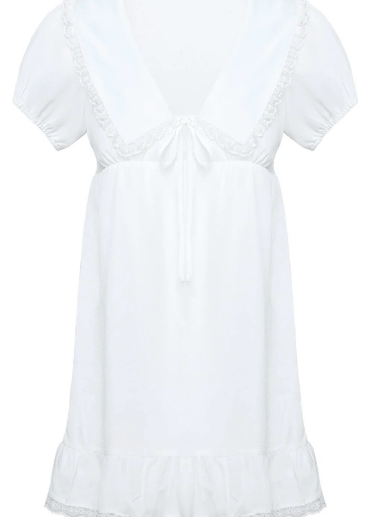 Princess Polly Penelofie White Lace-Trim Mini Dress Size 8